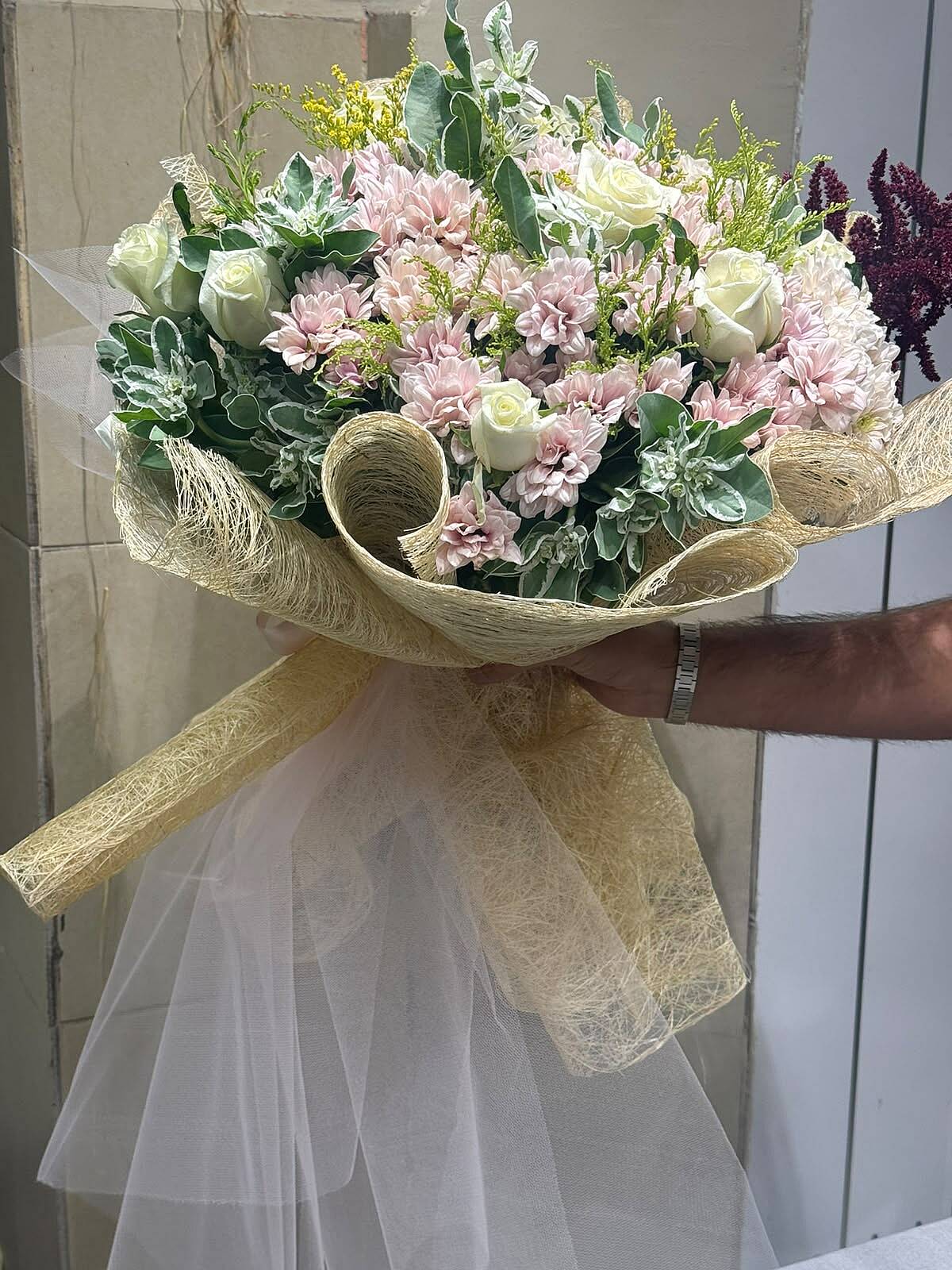 Pembe Papatyalar Mevsim Çiçekleri Buketi
